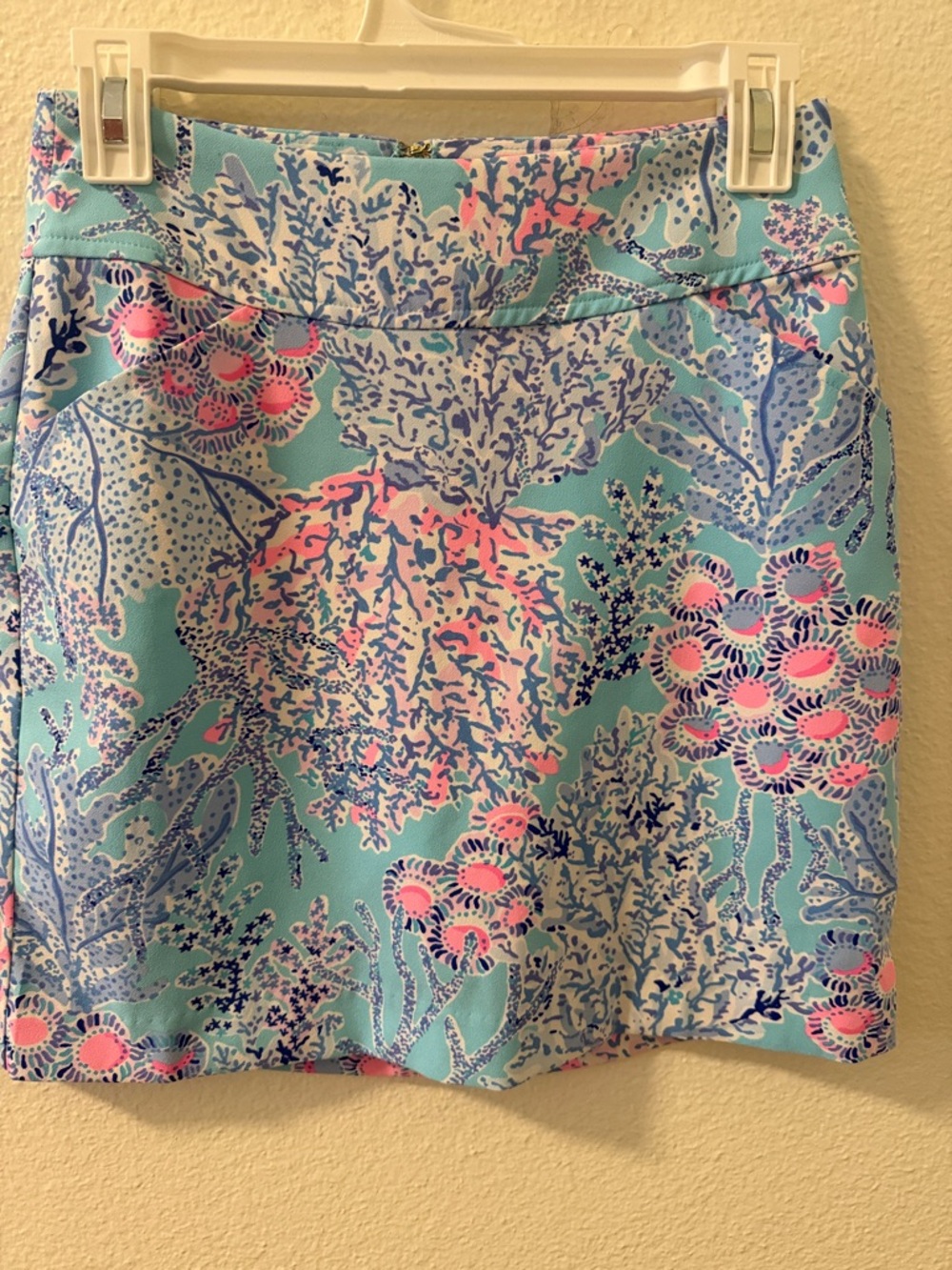 Lilly Pulitzer Aqua & Coral Floral Mini Skirt